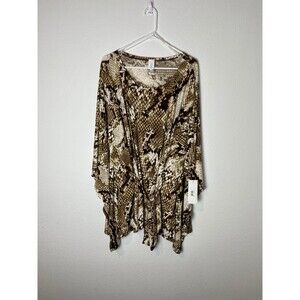 Jones New York Cardigan Womens 3X Brown Snake Print Tie Front Kimono Top NWT